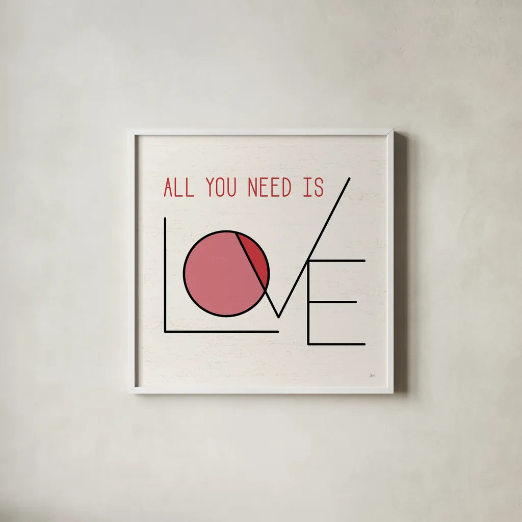 Love Letters I by Jess Aiken. Shown in a crisp white glass frame for a clean and minimalist style. Available as an archival giclee rolled canvas, fine art paper, or poster print. SKU 69549a.