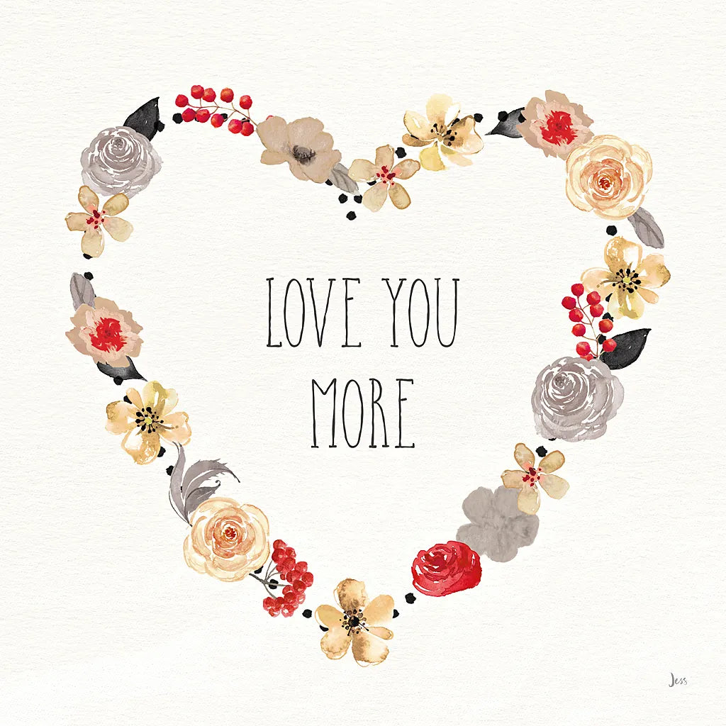 Love You More I Neutral by Jess Aiken. SKU 43031a. Archival Giclee Fine art print for wall decor.
