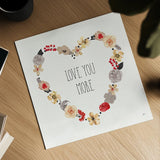 Love You More I Neutral by Jess Aiken. Shown as a detailed flat fine art print, highlighting archival giclee quality. Available as an archival giclee rolled canvas, fine art paper, or poster print. SKU 43031a.