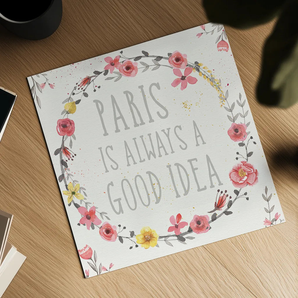 Paris Blooms IV by Jess Aiken. Shown as a detailed flat fine art print, highlighting archival giclee quality. Available as an archival giclee rolled canvas, fine art paper, or poster print. SKU 24130a.