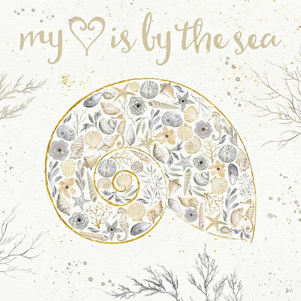 Seaside Blossoms III Neutral by Jess Aiken. SKU 34919a. Archival Giclee Fine art print for wall decor.