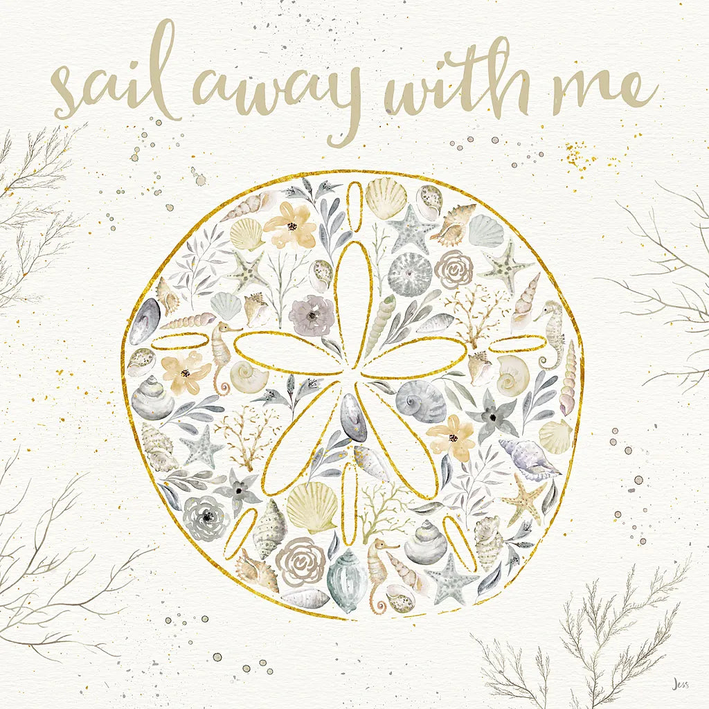 Seaside Blossoms IV Neutral by Jess Aiken. SKU 34920a. Archival Giclee Fine art print for wall decor.