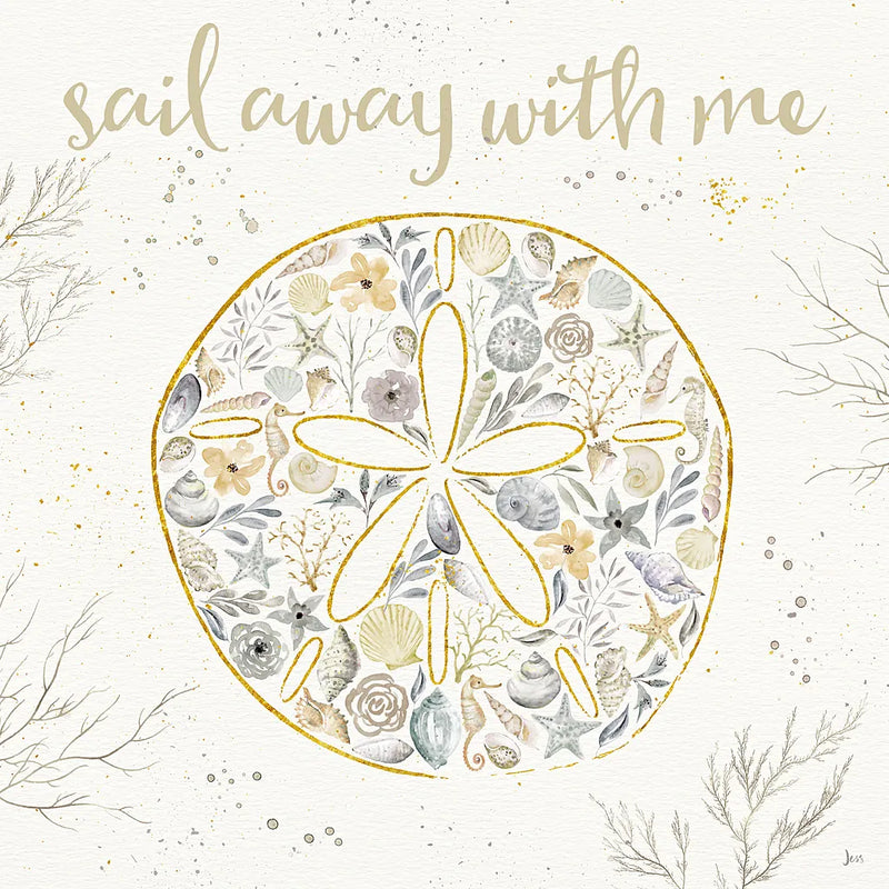 Seaside Blossoms IV Neutral by Jess Aiken. SKU 34920a. Archival Giclee Fine art print for wall decor.