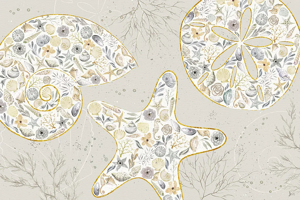 Seaside Blossoms V Neutral by Jess Aiken. SKU 34921i. Archival Giclee Fine art print for wall decor.