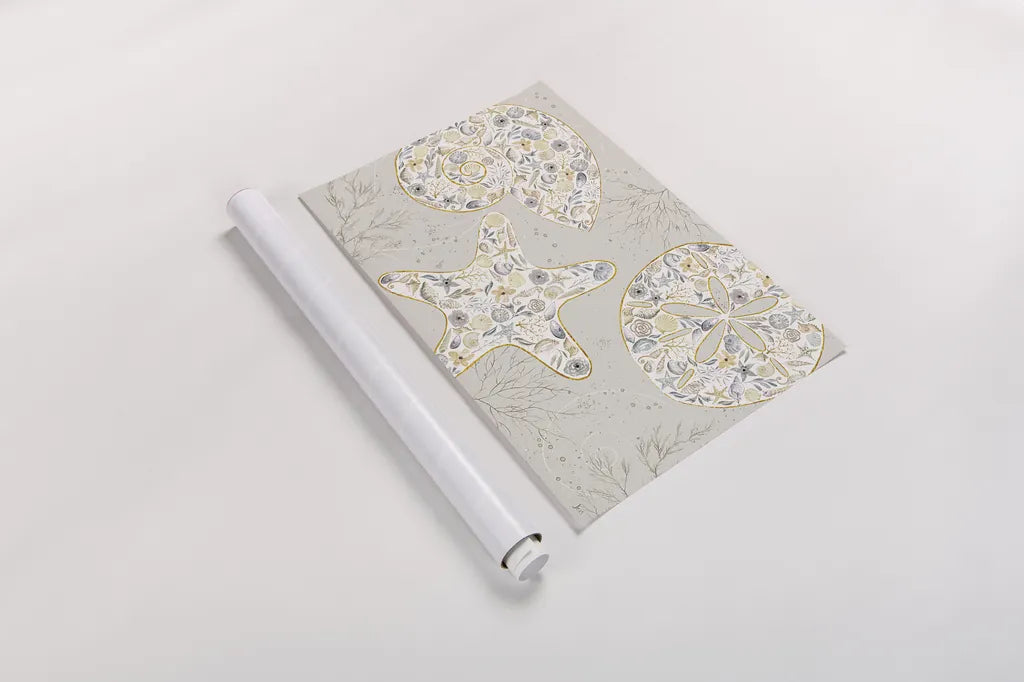 Seaside Blossoms V Neutral by Jess Aiken. shown as a rolled paper print. Available as archival giclee rolled canvas, fine art paper, or poster print. SKU 34921i.