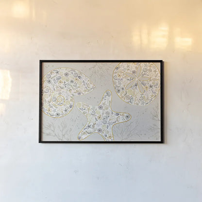 Seaside Blossoms V Neutral by Jess Aiken. shown as a paper print in a black flame. Available as a archival giclee rolled canvas, fine art paper, or poster print. SKU 34921i.