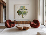 Shamrock Shades I by Jess Aiken. Shown as extra-large giant wall art in a modern living room. Available as an archival giclee rolled canvas, fine art paper, or poster print. SKU 38554a.