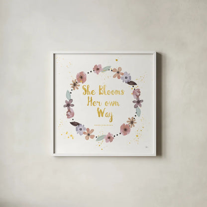 Simply Amazing I Bloom by Jess Aiken. Shown in a crisp white glass frame for a clean and minimalist style. Available as an archival giclee rolled canvas, fine art paper, or poster print. SKU 49911a.