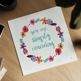 Simply Amazing I Blue by Jess Aiken. Shown as a detailed flat fine art print, highlighting archival giclee quality. Available as an archival giclee rolled canvas, fine art paper, or poster print. SKU 35100a.