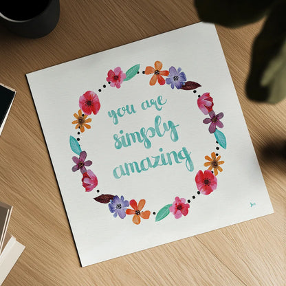 Simply Amazing I Blue by Jess Aiken. Shown as a detailed flat fine art print, highlighting archival giclee quality. Available as an archival giclee rolled canvas, fine art paper, or poster print. SKU 35100a.