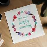 Simply Amazing I Blue and Blush by Jess Aiken. Shown as a detailed flat fine art print, highlighting archival giclee quality. Available as an archival giclee rolled canvas, fine art paper, or poster print. SKU 35630a.