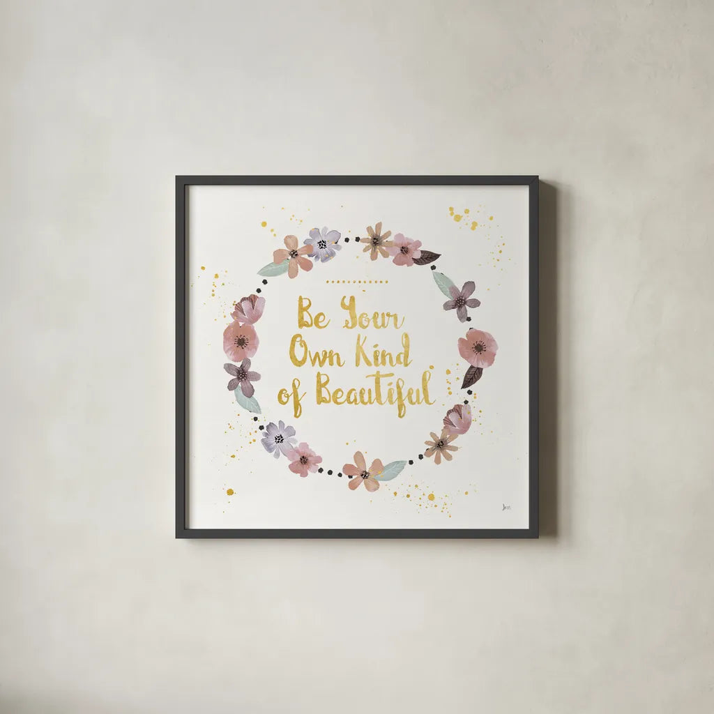 Simply Amazing II Beautiful by Jess Aiken. Shown in a sleek black glass frame for a contemporary gallery look. Available as an archival giclee rolled canvas, fine art paper, or poster print. SKU 49912a.