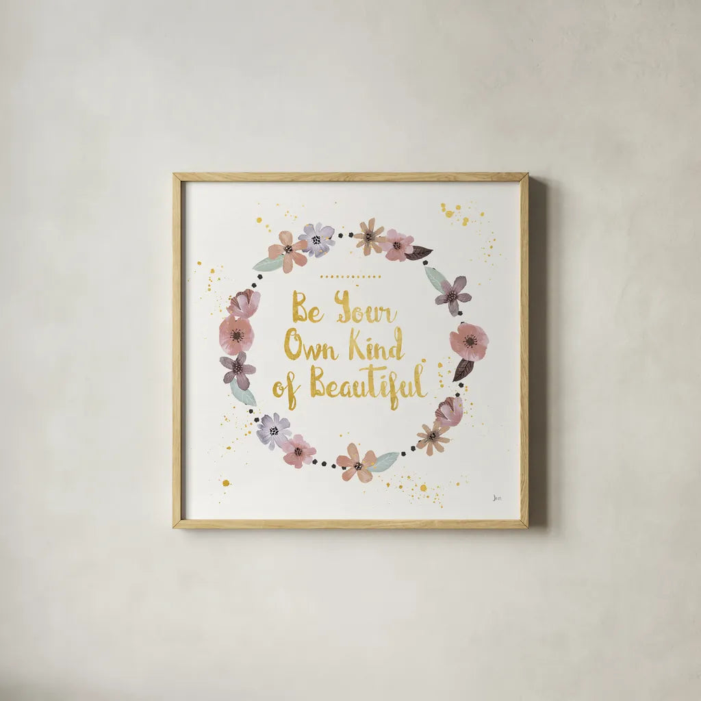 Simply Amazing II Beautiful by Jess Aiken. Shown in a natural wood glass frame for a timeless modern aesthetic. Available as an archival giclee rolled canvas, fine art paper, or poster print. SKU 49912a.