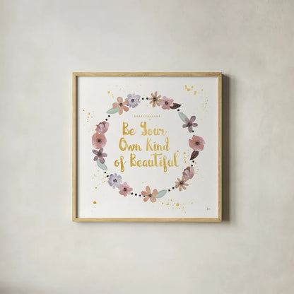 Simply Amazing II Beautiful by Jess Aiken. Shown in a natural wood glass frame for a timeless modern aesthetic. Available as an archival giclee rolled canvas, fine art paper, or poster print. SKU 49912a.