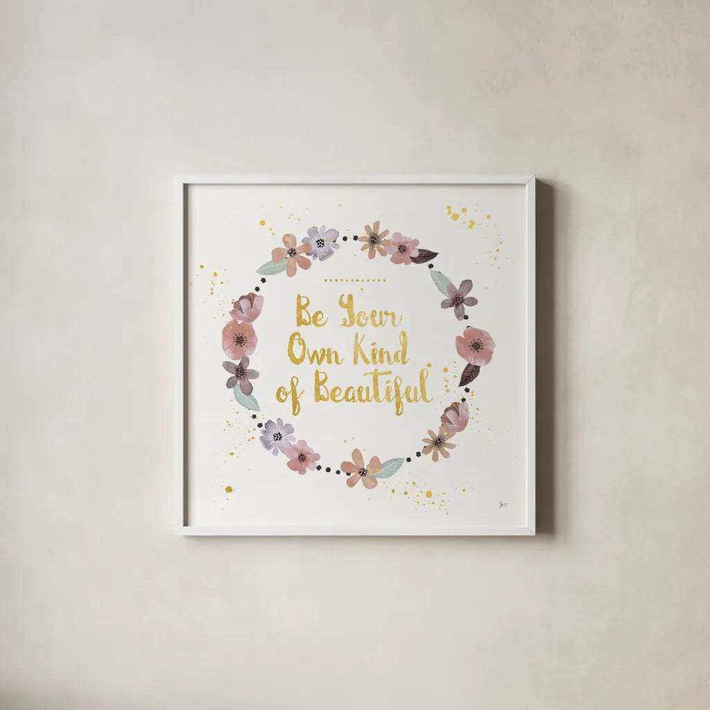 Simply Amazing II Beautiful by Jess Aiken. Shown in a crisp white glass frame for a clean and minimalist style. Available as an archival giclee rolled canvas, fine art paper, or poster print. SKU 49912a.