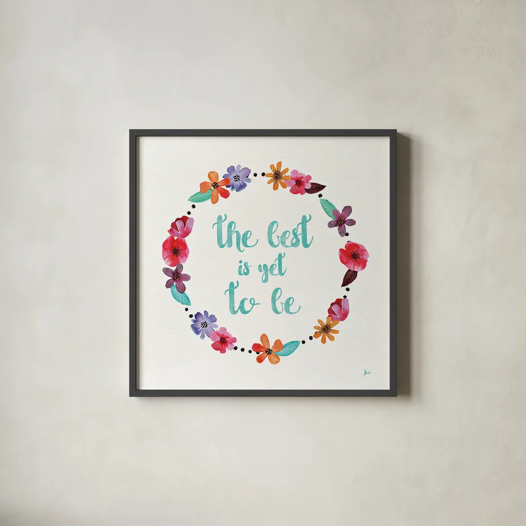 Simply Amazing II Blue by Jess Aiken. Shown in a sleek black glass frame for a contemporary gallery look. Available as an archival giclee rolled canvas, fine art paper, or poster print. SKU 35101a.