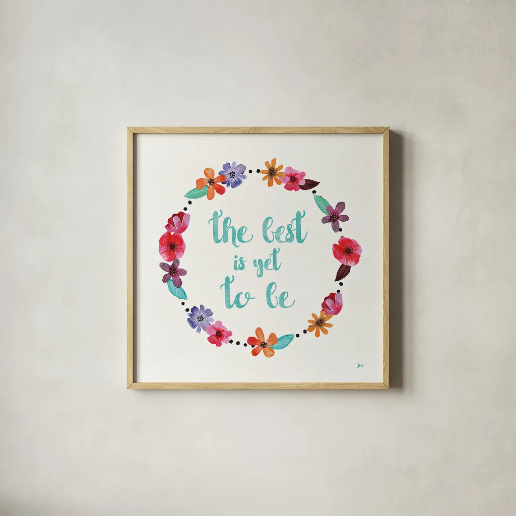 Simply Amazing II Blue by Jess Aiken. Shown in a natural wood glass frame for a timeless modern aesthetic. Available as an archival giclee rolled canvas, fine art paper, or poster print. SKU 35101a.