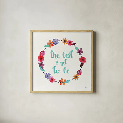 Simply Amazing II Blue by Jess Aiken. Shown in a natural wood glass frame for a timeless modern aesthetic. Available as an archival giclee rolled canvas, fine art paper, or poster print. SKU 35101a.