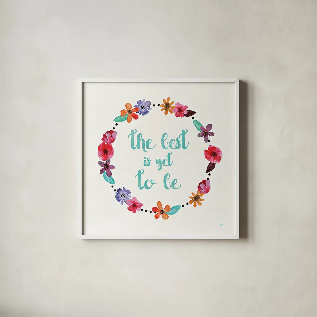 Simply Amazing II Blue by Jess Aiken. Shown in a crisp white glass frame for a clean and minimalist style. Available as an archival giclee rolled canvas, fine art paper, or poster print. SKU 35101a.