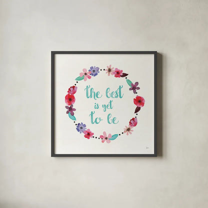 Simply Amazing II Blue and Blush by Jess Aiken. Shown in a sleek black glass frame for a contemporary gallery look. Available as an archival giclee rolled canvas, fine art paper, or poster print. SKU 35631a.