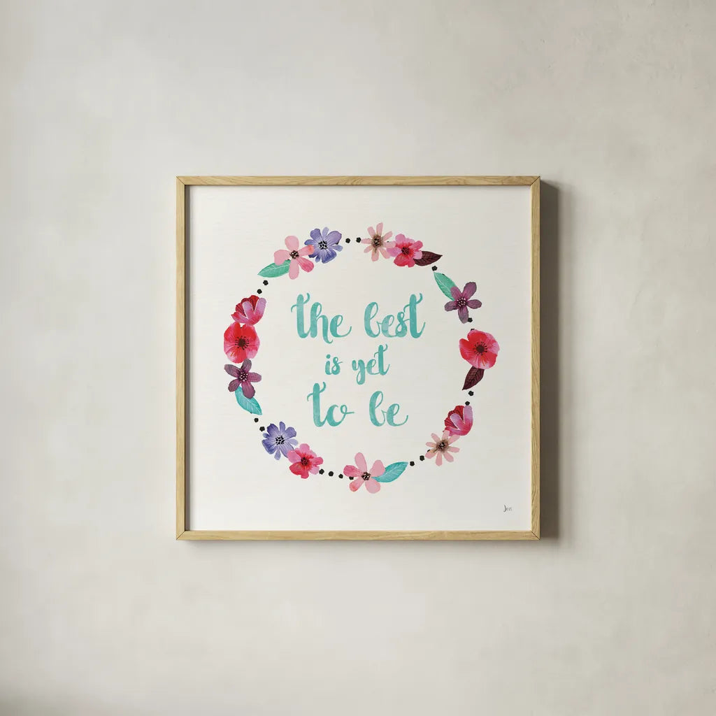 Simply Amazing II Blue and Blush by Jess Aiken. Shown in a natural wood glass frame for a timeless modern aesthetic. Available as an archival giclee rolled canvas, fine art paper, or poster print. SKU 35631a.