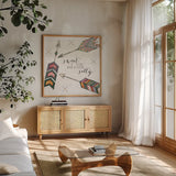 Spectrum III by Jess Aiken. Shown in a natural wood frame in a cozy modern living room. Available as an archival giclee rolled canvas, fine art paper, or poster print. SKU 42791a.