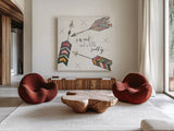 Spectrum III by Jess Aiken. Shown as extra-large giant wall art in a modern living room. Available as an archival giclee rolled canvas, fine art paper, or poster print. SKU 42791a.