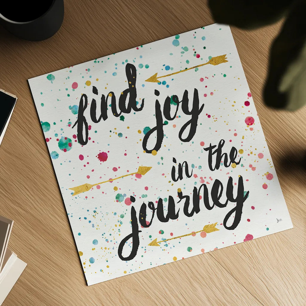 Think Happy I by Jess Aiken. Shown as a detailed flat fine art print, highlighting archival giclee quality. Available as an archival giclee rolled canvas, fine art paper, or poster print. SKU 31374a.