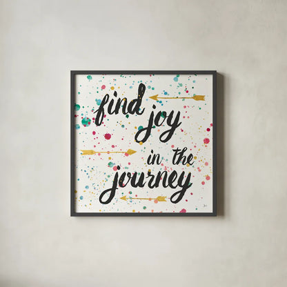 Think Happy I by Jess Aiken. Shown in a sleek black glass frame for a contemporary gallery look. Available as an archival giclee rolled canvas, fine art paper, or poster print. SKU 31374a.