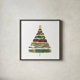 Tree Trimming I Dark by Jess Aiken. Shown in a sleek black glass frame for a contemporary gallery look. Available as an archival giclee rolled canvas, fine art paper, or poster print. SKU 65294a.