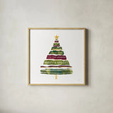 Tree Trimming I Dark by Jess Aiken. Shown in a natural wood glass frame for a timeless modern aesthetic. Available as an archival giclee rolled canvas, fine art paper, or poster print. SKU 65294a.