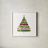 Tree Trimming I Dark by Jess Aiken. Shown in a crisp white glass frame for a clean and minimalist style. Available as an archival giclee rolled canvas, fine art paper, or poster print. SKU 65294a.