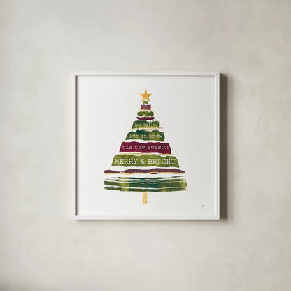 Tree Trimming I Dark by Jess Aiken. Shown in a crisp white glass frame for a clean and minimalist style. Available as an archival giclee rolled canvas, fine art paper, or poster print. SKU 65294a.