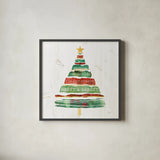 Tree Trimming I on White Wood by Jess Aiken. Shown in a sleek black glass frame for a contemporary gallery look. Available as an archival giclee rolled canvas, fine art paper, or poster print. SKU 27890a.