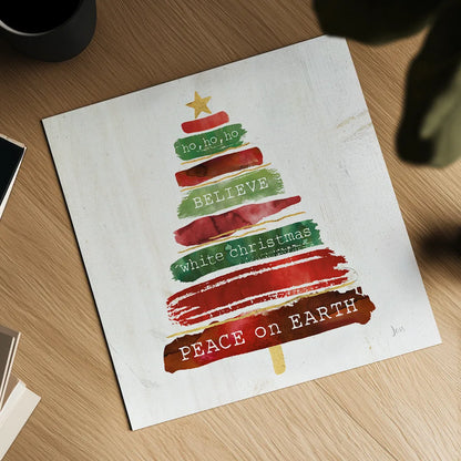 Tree Trimming IV on White Wood by Jess Aiken. Shown as a detailed flat fine art print, highlighting archival giclee quality. Available as an archival giclee rolled canvas, fine art paper, or poster print. SKU 27891a.