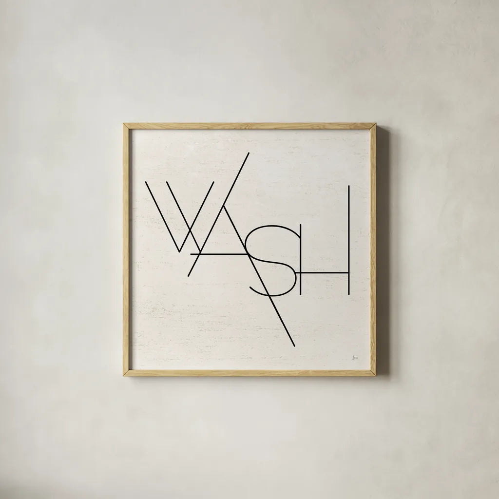 Wash Dry Fold I by Jess Aiken. Shown in a natural wood glass frame for a timeless modern aesthetic. Available as an archival giclee rolled canvas, fine art paper, or poster print. SKU 66272a.