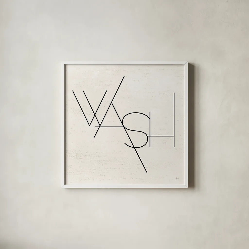 Wash Dry Fold I by Jess Aiken. Shown in a crisp white glass frame for a clean and minimalist style. Available as an archival giclee rolled canvas, fine art paper, or poster print. SKU 66272a.