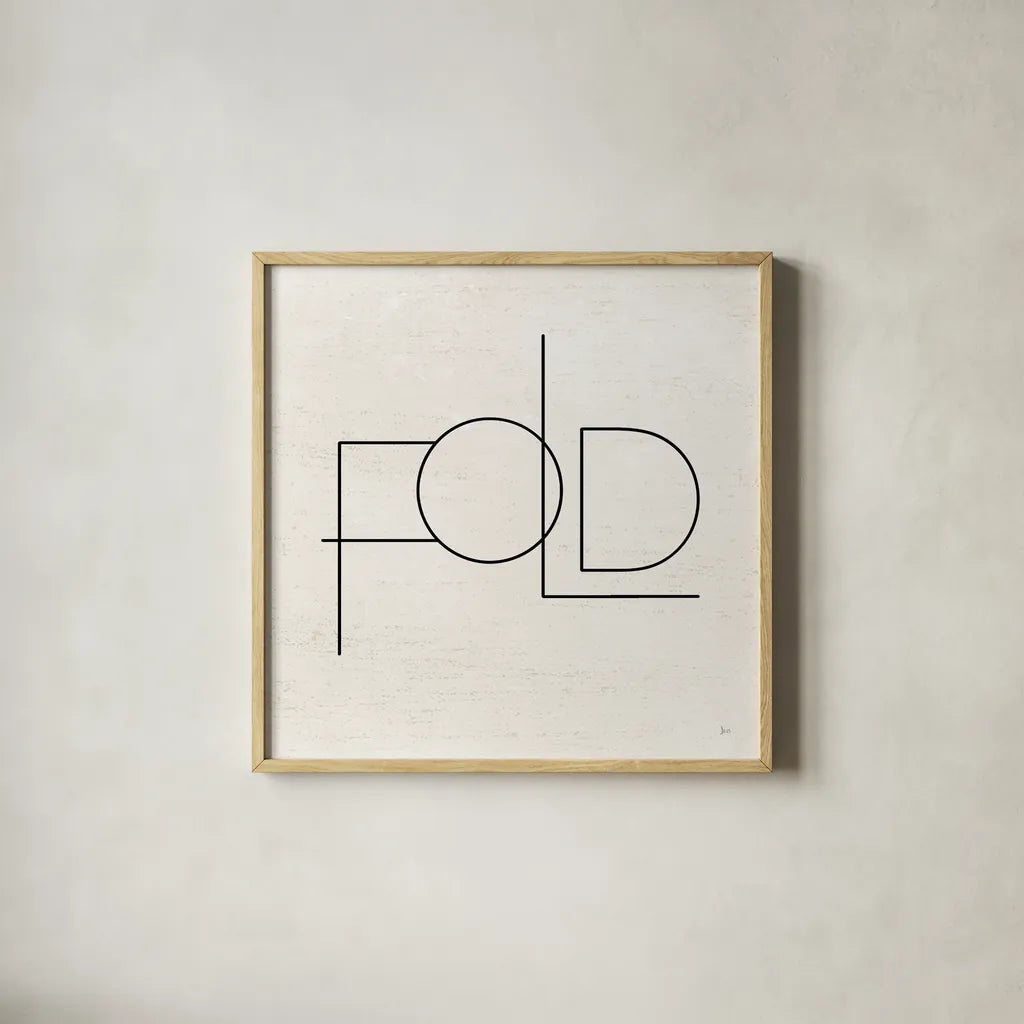 Wash Dry Fold III by Jess Aiken. Shown in a natural wood glass frame for a timeless modern aesthetic. Available as an archival giclee rolled canvas, fine art paper, or poster print. SKU 66274a.