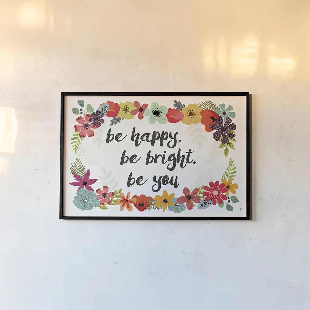 Words and Petals I by Jess Aiken. shown as a paper print in a black flame. Available as a archival giclee rolled canvas, fine art paper, or poster print. SKU 28813i.