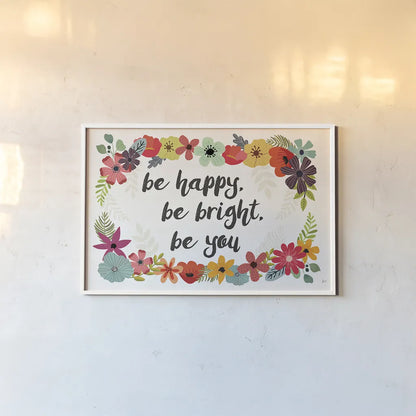 Words and Petals I by Jess Aiken. shown as a paper print in a white frame. Available as a archival giclee rolled canvas, fine art paper, or poster print. SKU 28813i.