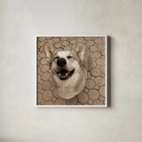 Smile and The World Smiles with You Crop by Jim Dratfield. Shown in a crisp white glass frame for a clean and minimalist style. Available as an archival giclee rolled canvas, fine art paper, or poster print. SKU 9295a.