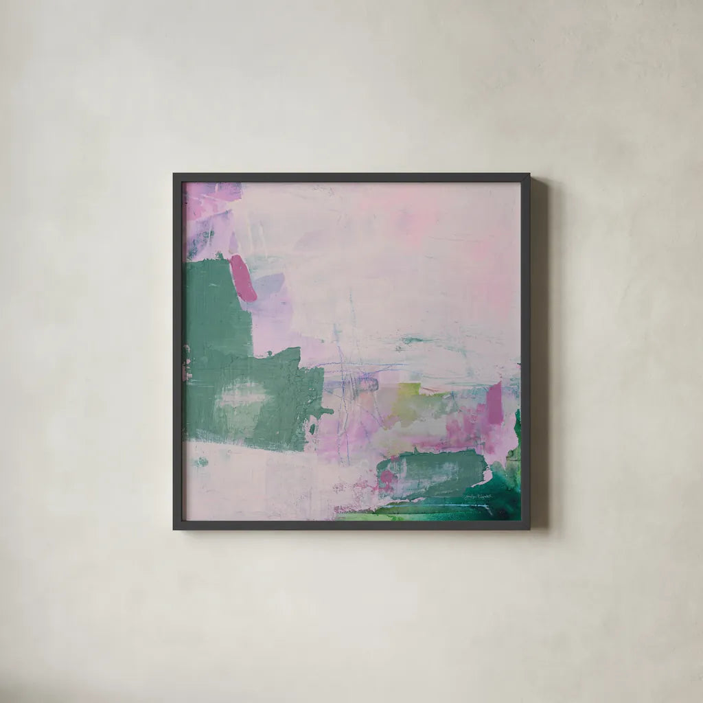 A Place I Dreamed Of by Jocelyn Elizabeth. Shown in a sleek black glass frame for a contemporary gallery look. Available as an archival giclee rolled canvas, fine art paper, or poster print. SKU 100333a.