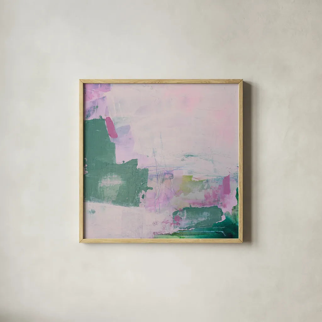 A Place I Dreamed Of by Jocelyn Elizabeth. Shown in a natural wood glass frame for a timeless modern aesthetic. Available as an archival giclee rolled canvas, fine art paper, or poster print. SKU 100333a.