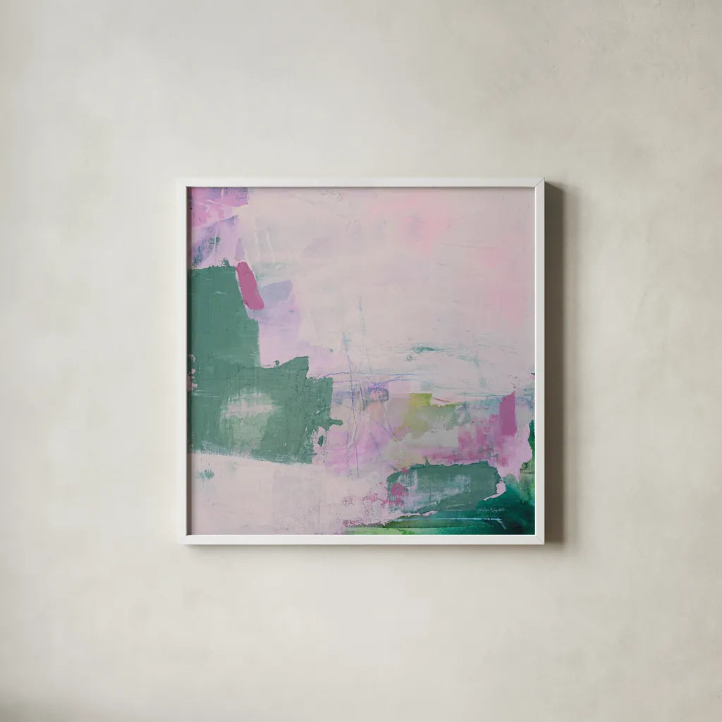 A Place I Dreamed Of by Jocelyn Elizabeth. Shown in a crisp white glass frame for a clean and minimalist style. Available as an archival giclee rolled canvas, fine art paper, or poster print. SKU 100333a.
