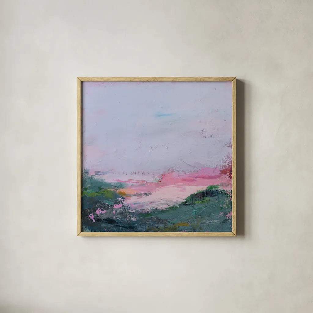 A Place I Have Never Been by Jocelyn Elizabeth. Shown in a natural wood glass frame for a timeless modern aesthetic. Available as an archival giclee rolled canvas, fine art paper, or poster print. SKU 100334a.