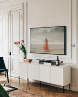 All a Blur by Jocelyn Elizabeth. shown as a framed stretched canvas in a living room above a console. Available as a archival giclee rolled canvas, fine art paper, or poster print. SKU 94037i.