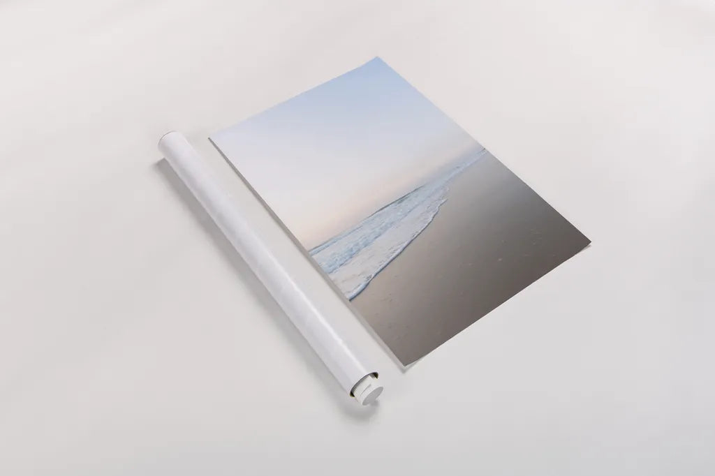 Beach Summer Dusk by Jocelyn Elizabeth. shown as a rolled paper print. Available as archival giclee rolled canvas, fine art paper, or poster print. SKU 99320h.