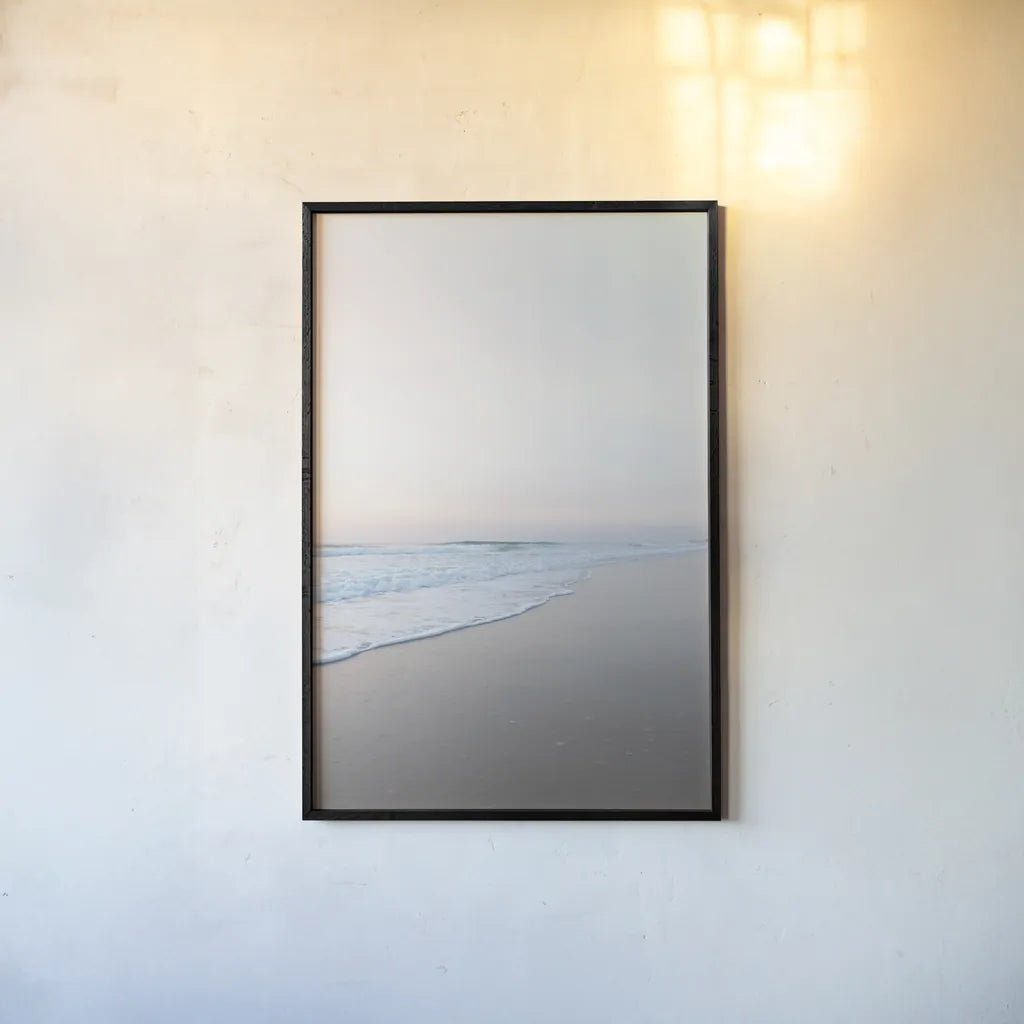 Beach Summer Dusk by Jocelyn Elizabeth. shown as a paper print in a black flame. Available as a archival giclee rolled canvas, fine art paper, or poster print. SKU 99320h.