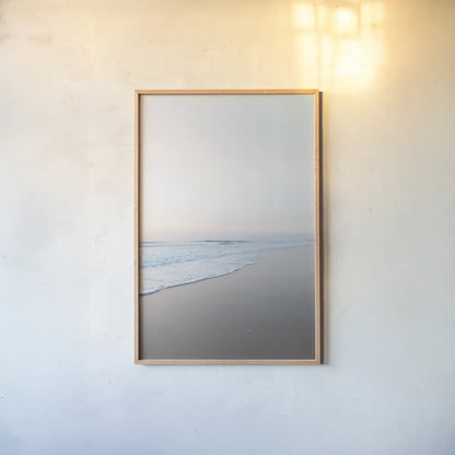 Beach Summer Dusk by Jocelyn Elizabeth. shown as a paper print in a natural frame. Available as a archival giclee rolled canvas, fine art paper, or poster print. SKU 99320h.