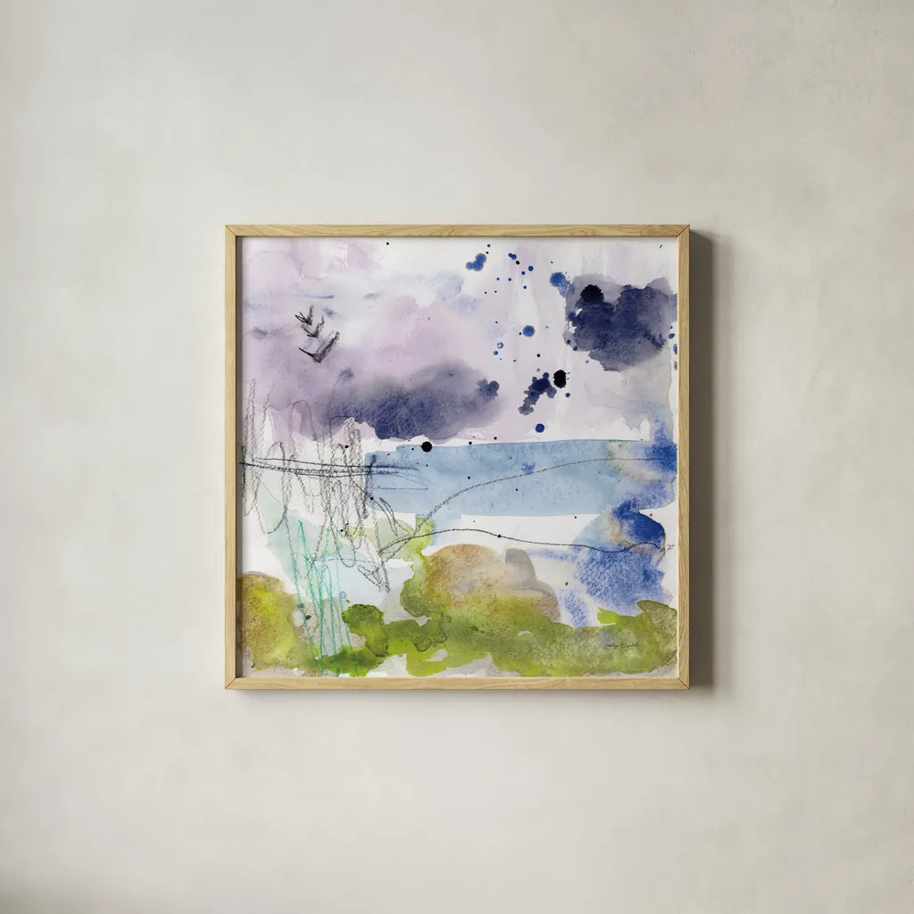 Coastal Storm I by Jocelyn Elizabeth. Shown in a natural wood glass frame for a timeless modern aesthetic. Available as an archival giclee rolled canvas, fine art paper, or poster print. SKU 101014a.